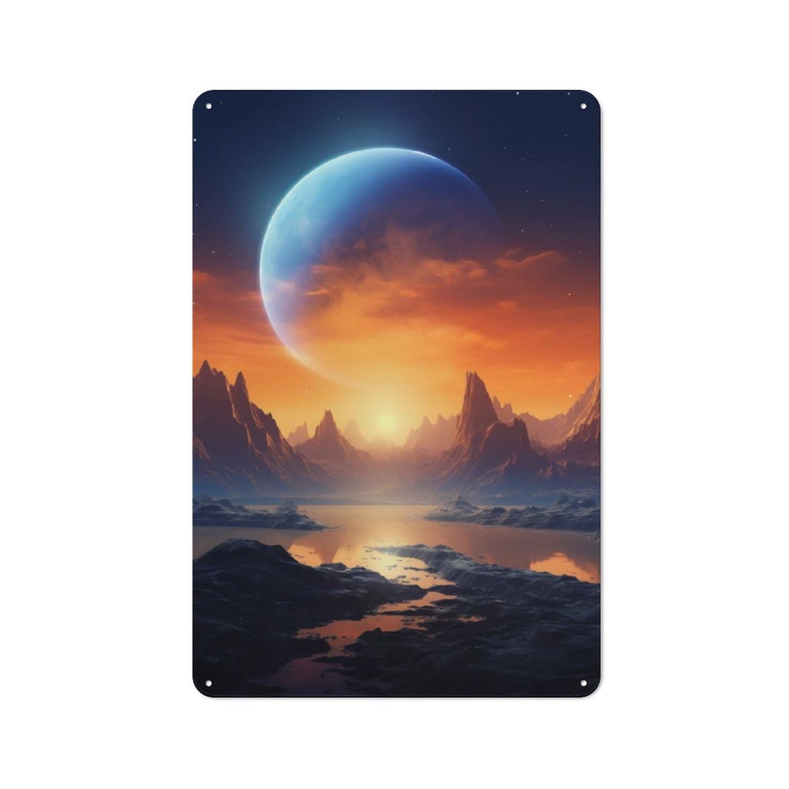 Junmoney Mountains And Planets For Lounge Or Reading Corner, Vintage Metal Sign 30X20cm, For Cooler-Season Styling In Lounge And Reading Corner