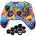 YoRHa Impresión Caucho de Silicona Funda Skin Case Carcasas Piel para Xbox One S/X Mando Controller x 1 (Salpicaduras de Pintura) Con Agarres para el Pulgar Thumb Grip x 10