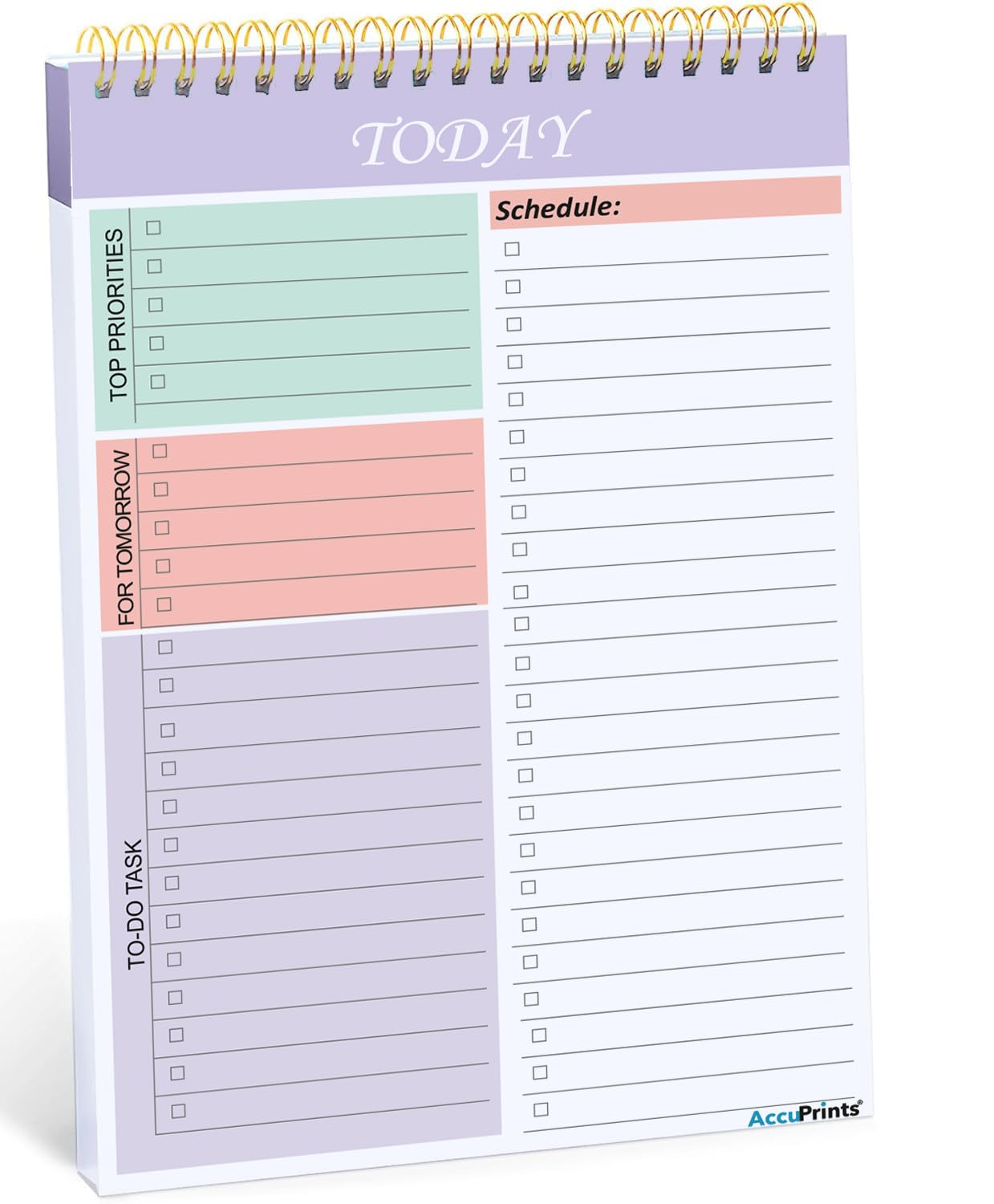AccuPrints Agenda giornaliera A5 non datata, 50 fogli/100 pagine, removibile, 14,7 x 20,8 cm, miglior agenda e organizzatore