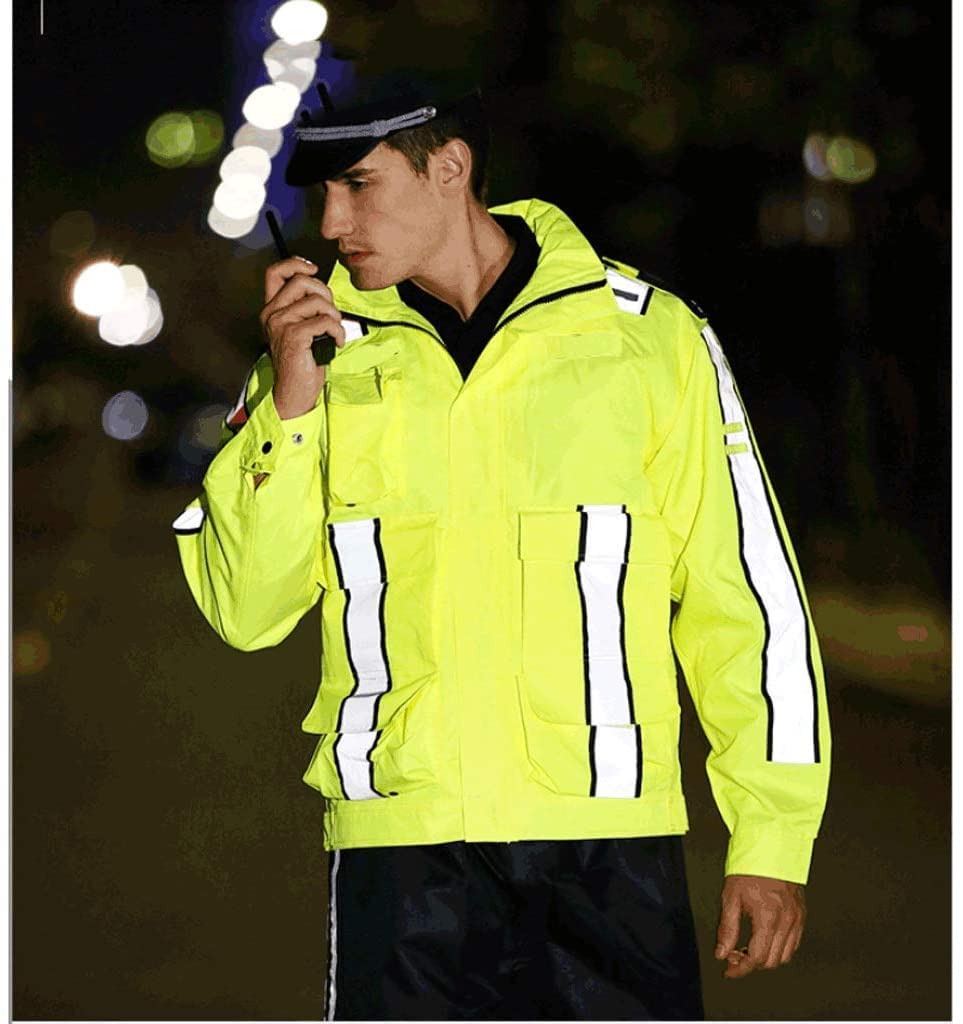 TOMYEUS Ropa Reflectante de Alta Visibilidad, Actividades nocturnas al Aire Libre o Chaleco de Seguridad para Trabajadores de la construcción, Chalecos Reflectantes, Conjunto Impermeable