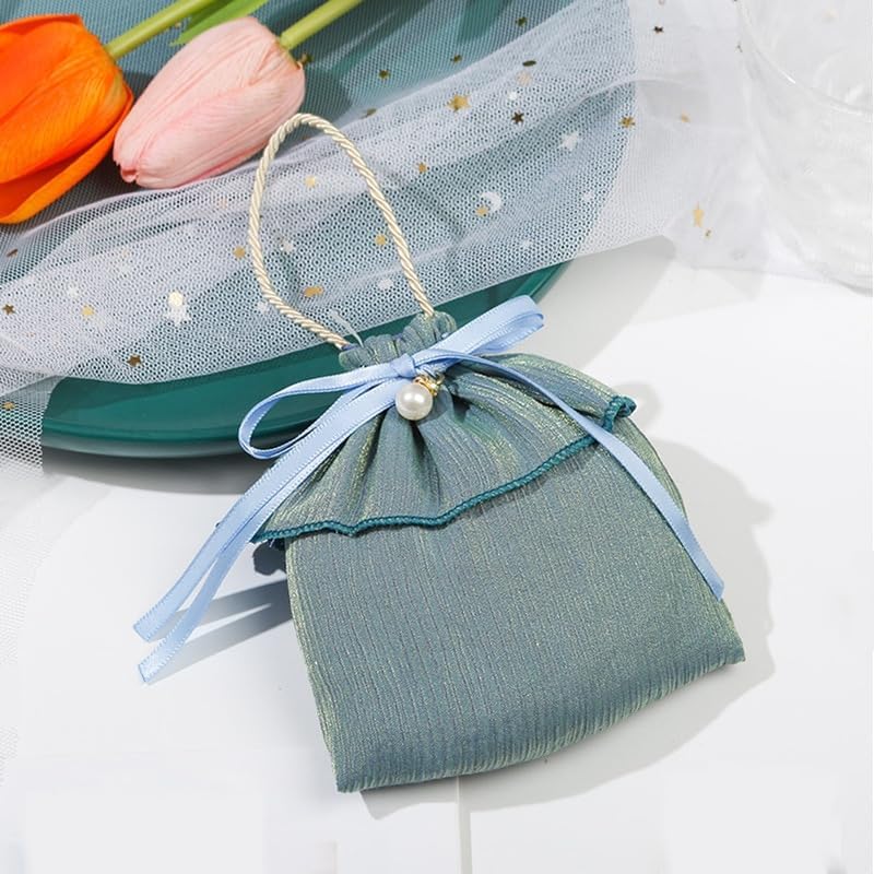 Gift Bags 5/20/50pcs Creative Wedding Candy Bag Birthday Party Cookies Chocolate Candy Bag with Pearl Silver Silk Cloth Gift Storage Bag (Color : Burgundy, Size : 20PCS)