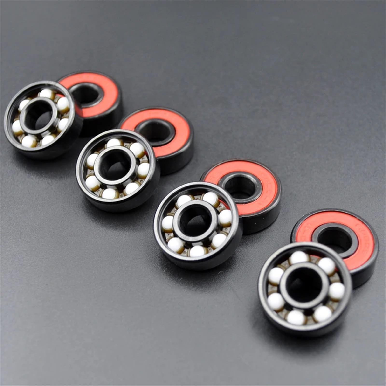 Lot de 8 roulements à billes haute vitesse 608RS 8 x 22 x 7 8 x 22 x 7 mm, roulements à billes en céramique hybrides, roulements de roue de skateboard en acier ABEC-11