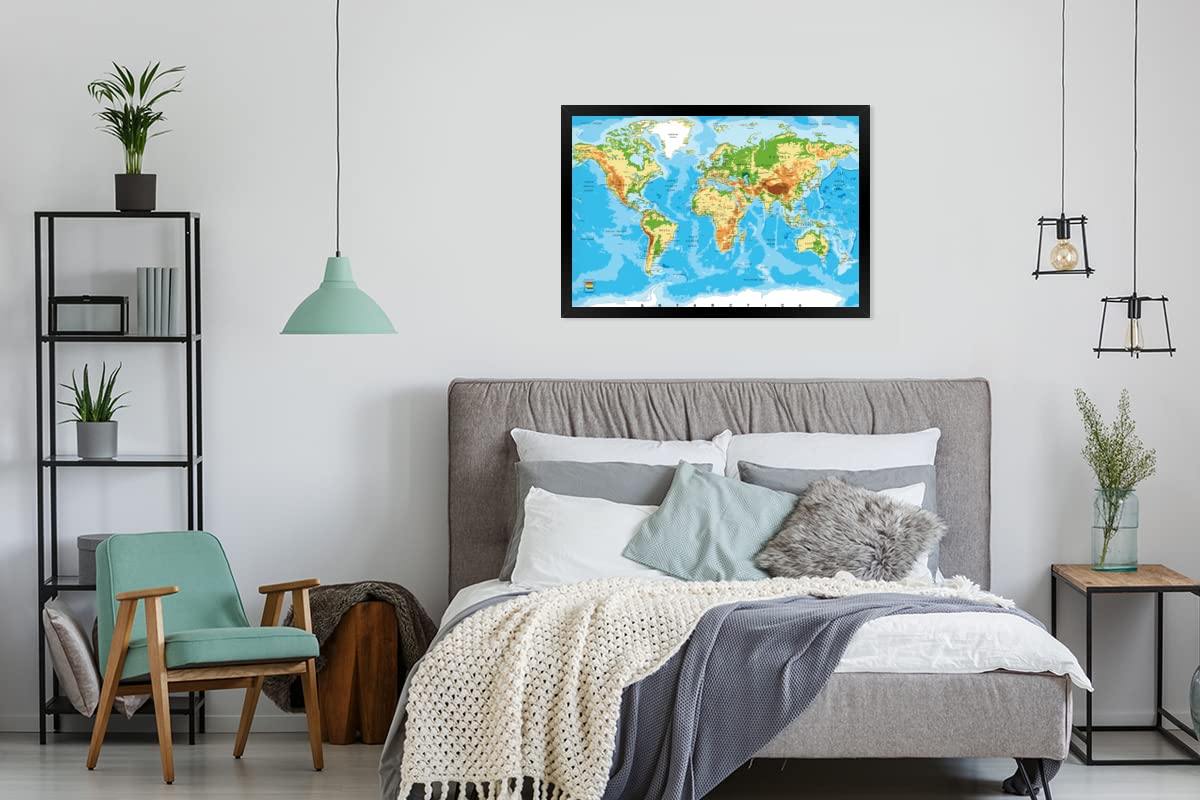 Poster Bilder Wanddeko Deko Wohnzimmer 120x80 cm Weltkarte - Atlas - Farben - Kinder - Jungen - Mädchen
