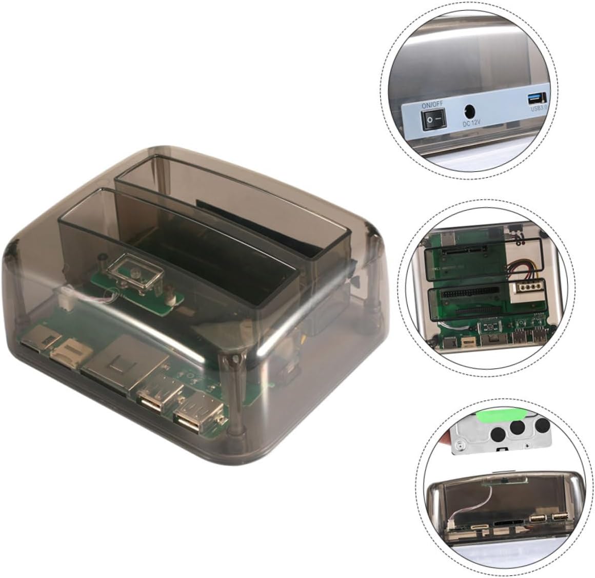 Angoily 1pc Multi-Function Dual-Disk Hard Drive Reader USB Supports Drives for Home Office Storage Movie Streaming and Gaming Black Design Us