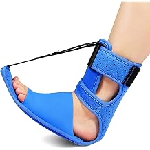 Adjustable Night Splint for Plantar Fasciitis. Ankle Brace for Achilles Tendonitis Foot Drop High Arches Blue