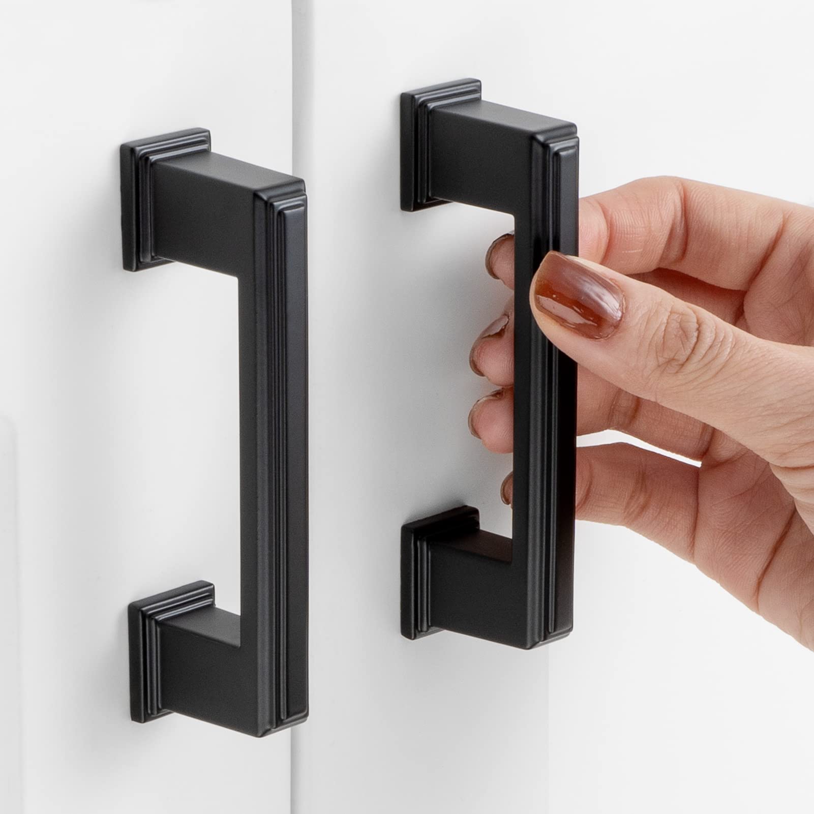3 Inch Matte Black Cabinet Pulls Square Handles 10 Pack P2206