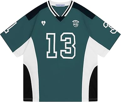 Aelfric Eden Jersey Shirts Color Blocking V-Neck Tee Oversized Vintage T Shirt Short Sleeve Casual Summer Tops