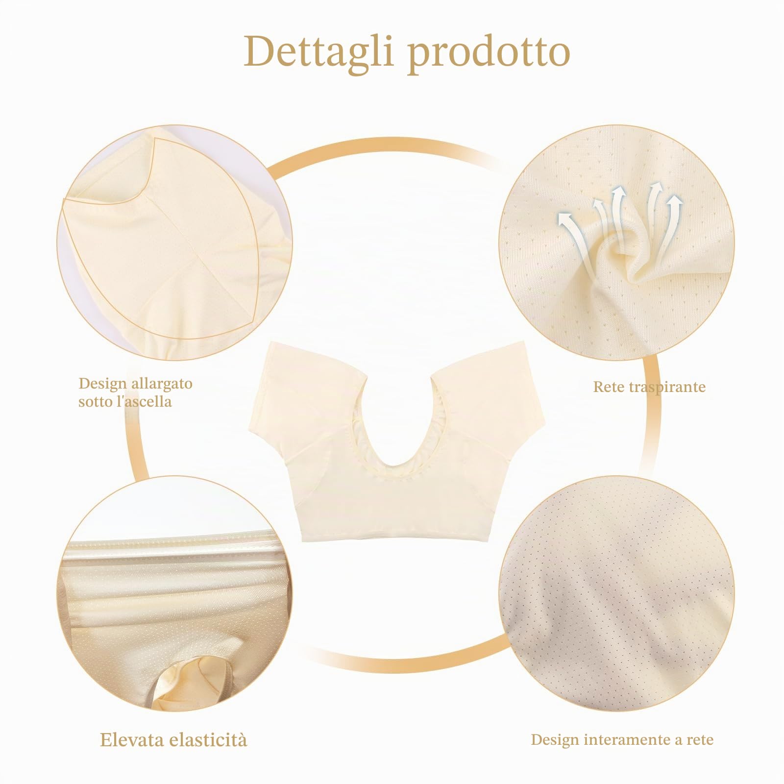 3 Pezzi Gilet Antisudore Ascellare con Rete Protezione dal Assorbenti Ascellari Gilet Traspiranti Camicia Assorbente Ascellare Lavabile Riutilizzabile per Donna(Nero,Bianco,Beige) L