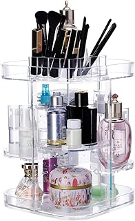 UEK Acrylic Makeup Organizer, 360 Rotating Cosmetic Storage Box - Crystal Adjustable Jewelry Cosmetic Perfumes Display Stand Box - coolthings.us
