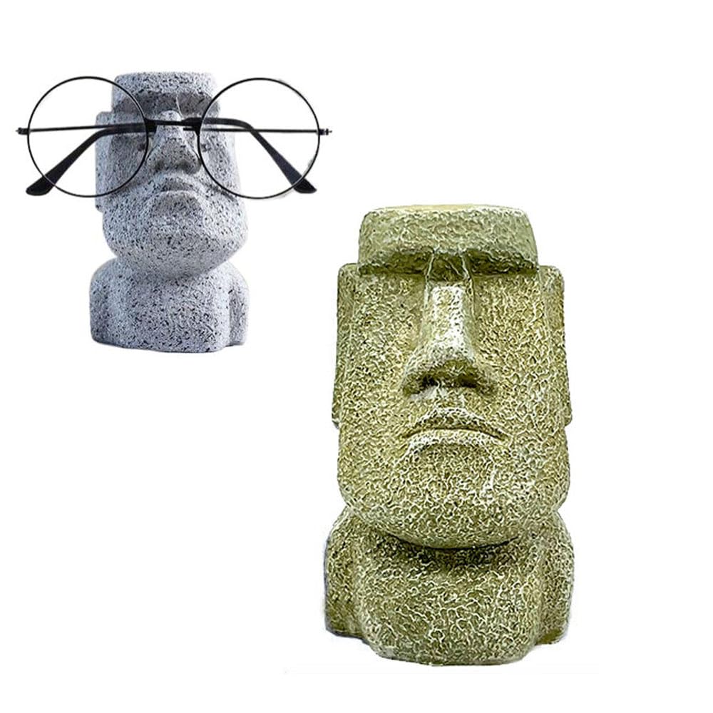 Hosoncovy Stone Man Glasses Holder, Creative Eyeglass Holder Glasses Frame, Abstract Statue, Resin Eyeglass Display Stand (Green)