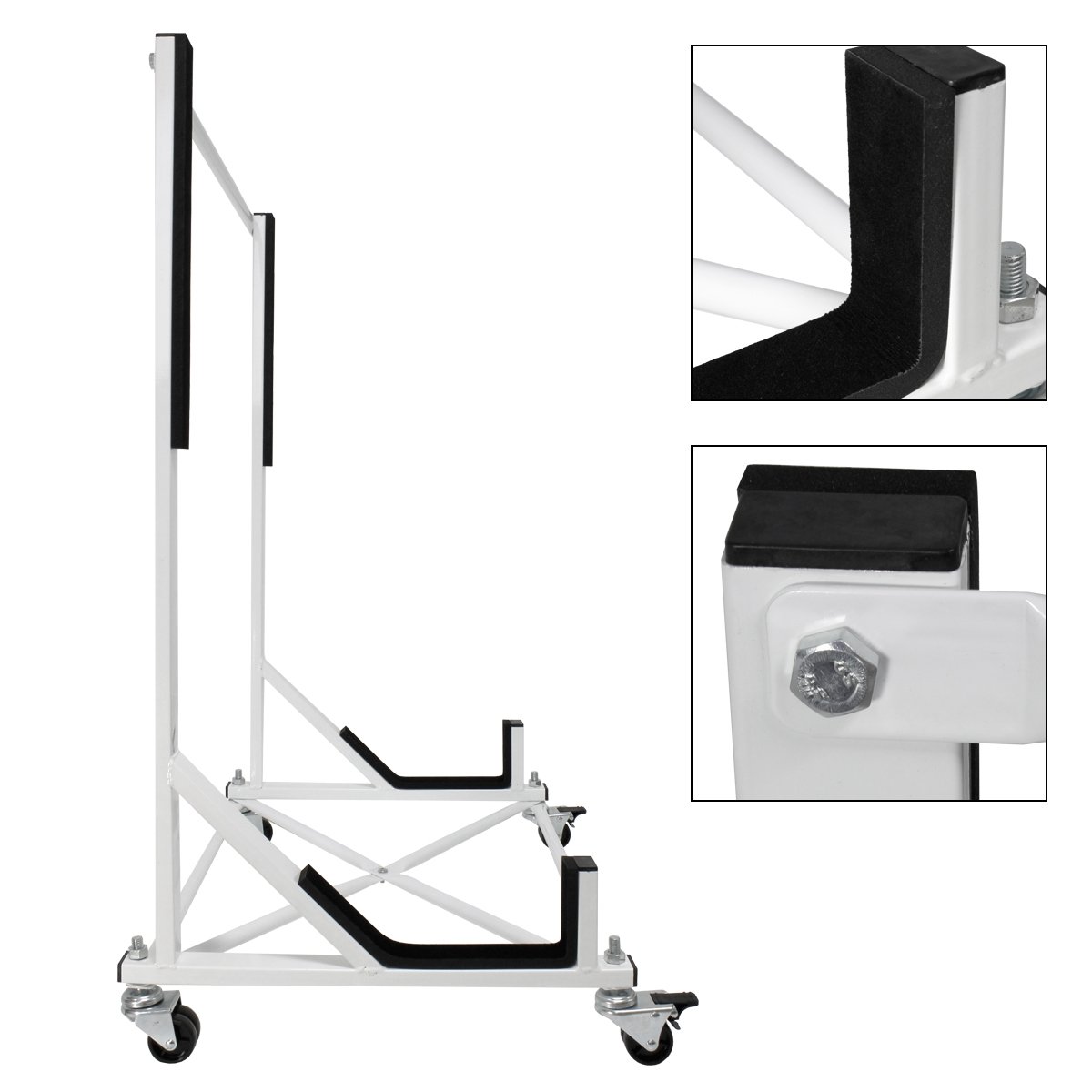 ECD Germany Supporto Hardtop Carrello Porta Hard Top Tettuccio per Auto Convertibile - Acciaio - Bianco - 75 x 52 x 93 cm Supporto Rigido Capote con Telo di Copertura XXL con 4 Ruote di Bloccaggio