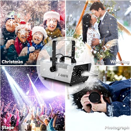tcfundy snow machine 600w snow making machine snowflake maker for christmas wedding kids party stage effect with remote control