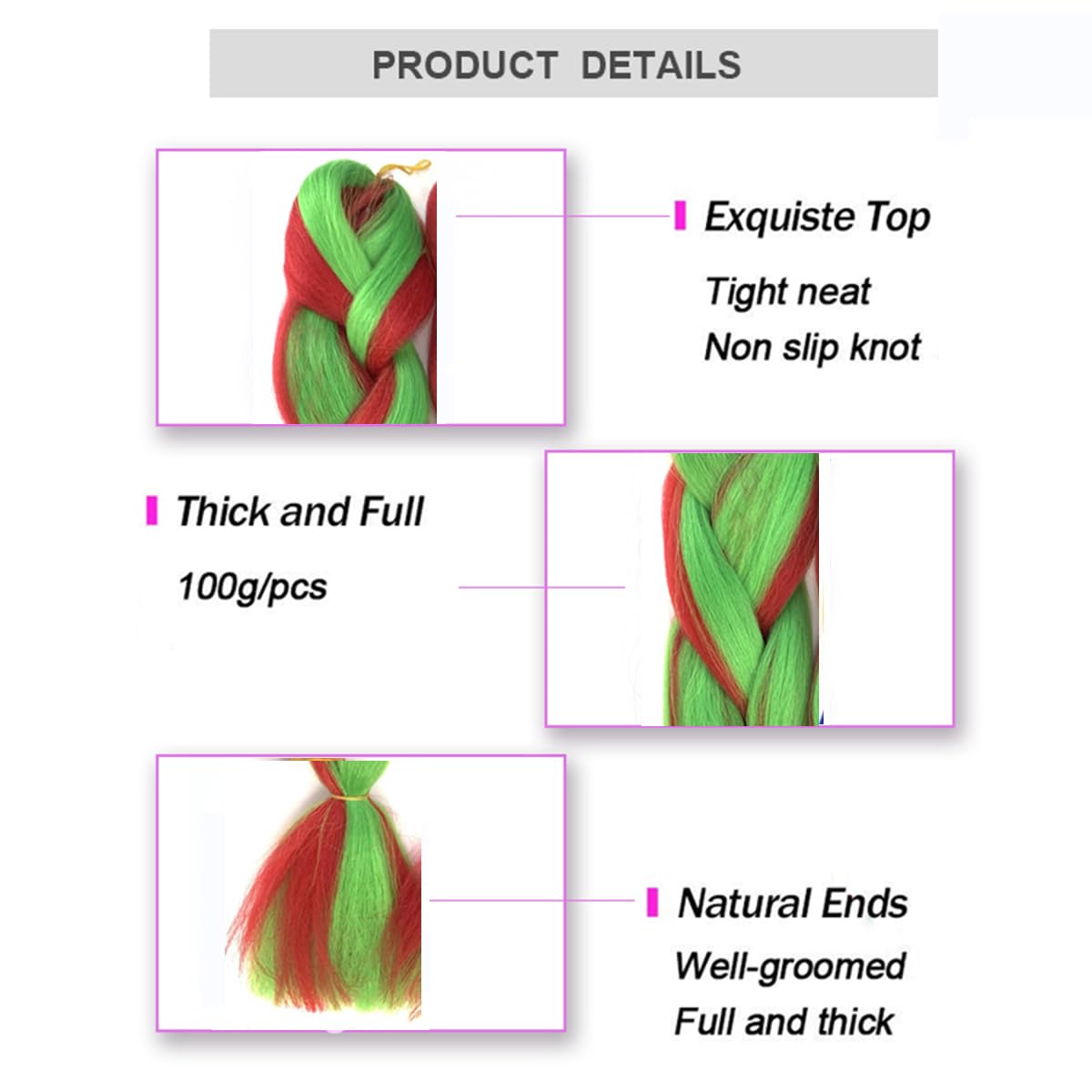Braiding Hair Ombre 2 Tones Jumbo Braids Hair Extension for Twist 24" Pony Tails Extensions 1525 - Image 4