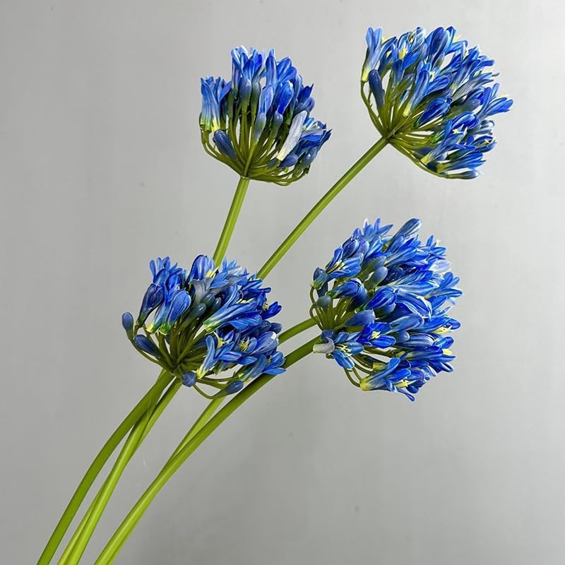 3 Pcs Long Stem Artificial Flowers,26" Blue Artificial African Agapanthus,Silk Flowers for Wedding Bouquet Home Hotel Arrangement Party Decor - Image 7