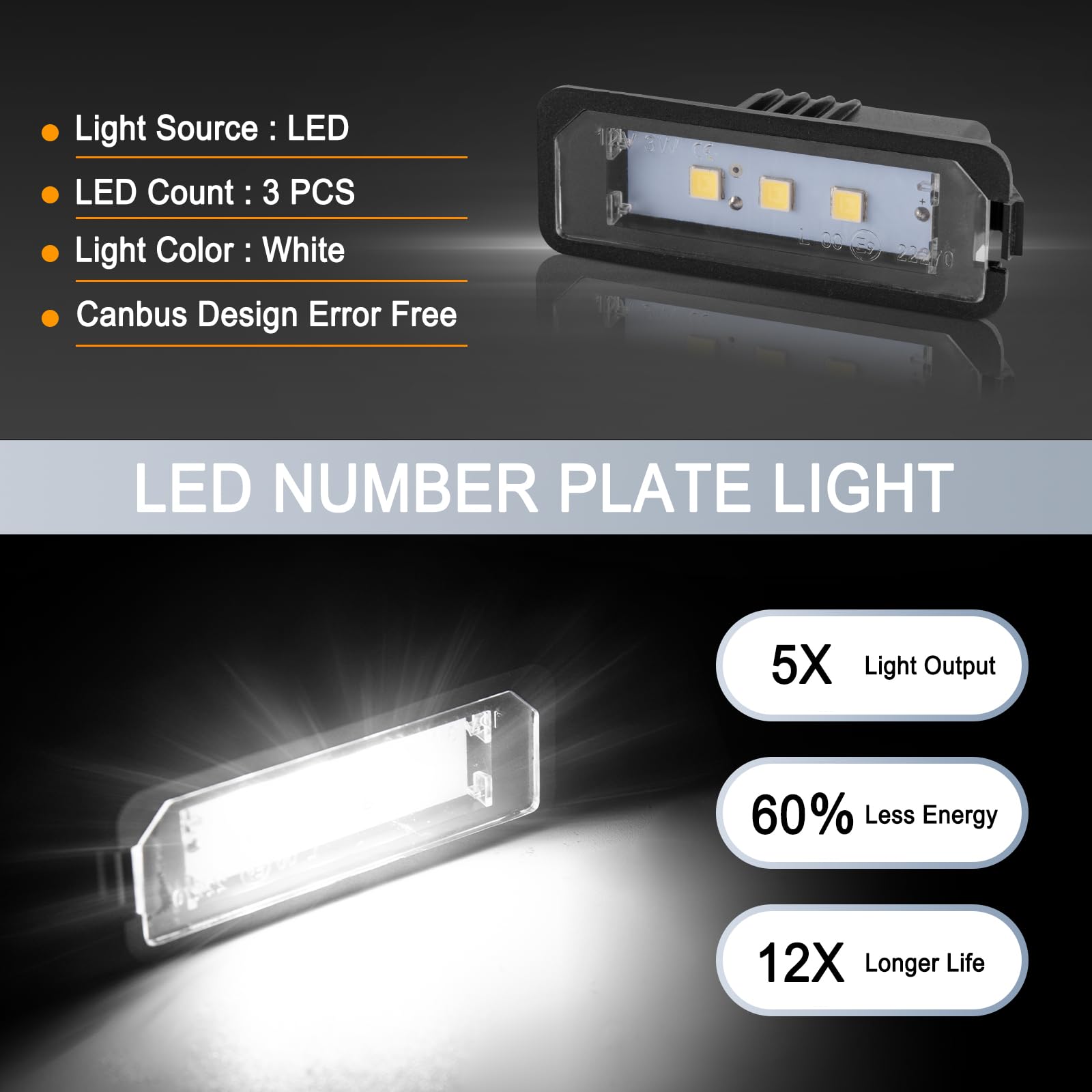 LEDFEWAG 2 pezzi LED Luci targa per auto Lampada targa Compatibile per Golf 5 6 7 MK5 GTI MK6 MK7 ecc