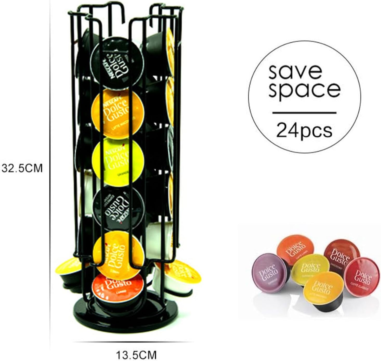 Coffee Capsule Stand Coffee Capsule Holder Stand for 24 Revolving Rack Dispenser for Storage & Organisation Coffee Pod Storage Rack