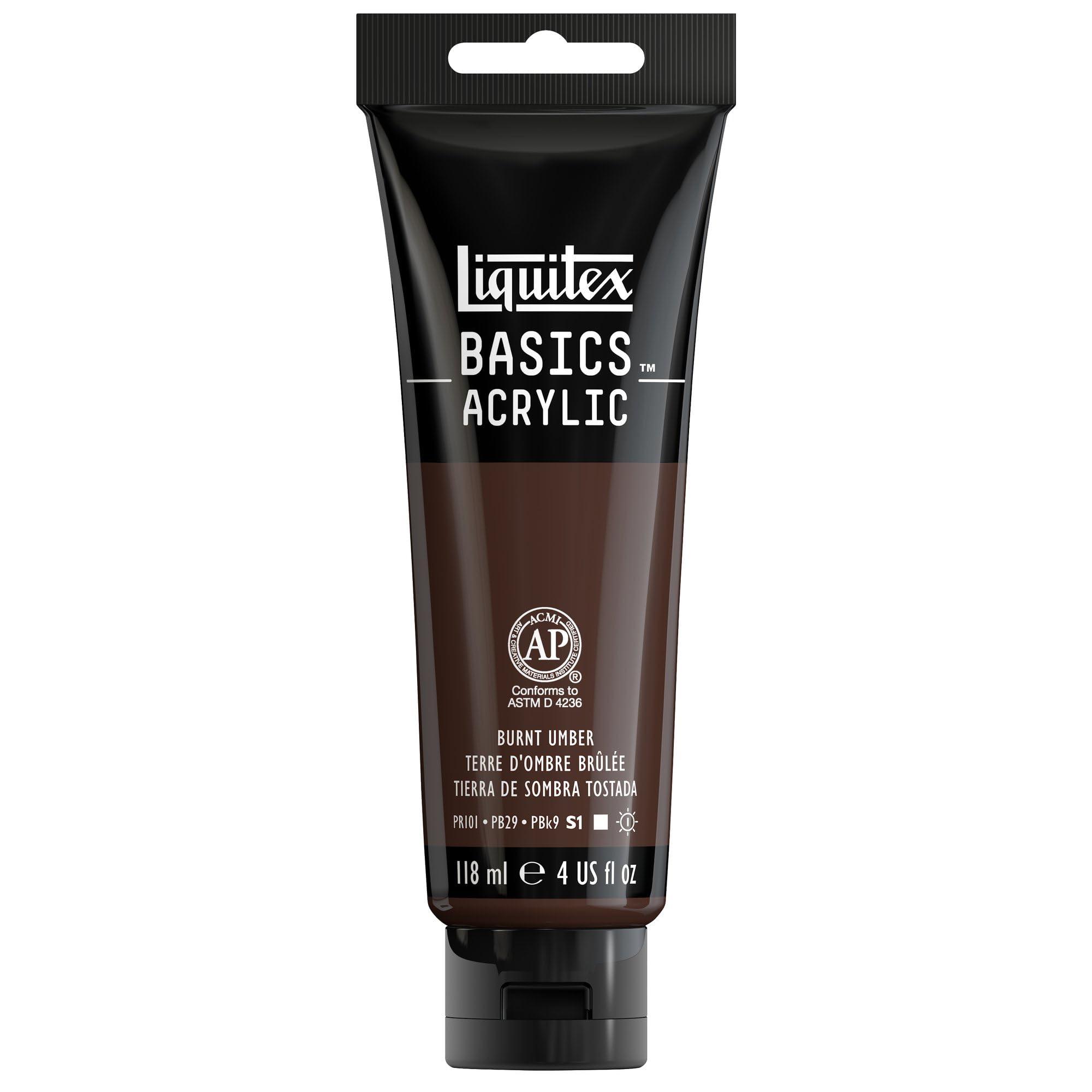 Liquitex BASICS Acrylic Paint, Burnt Umber, 118ml (4-oz) Tube | ASTM D4236 Certified Non-Toxic - main product image