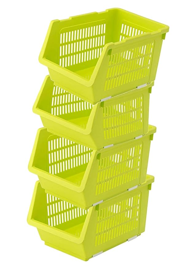 Styleys Pack of 4 Storage Basket for Kitchen Stacking Baskets Organizer
