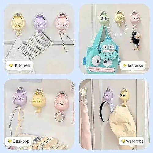 Miniatura 5 de 2 ganchos adhesivos creativos para colgar toallas, sombreros, abrigos, bolsas de tela, cinturones, llaves, para colgar en la pared, 2 piezas