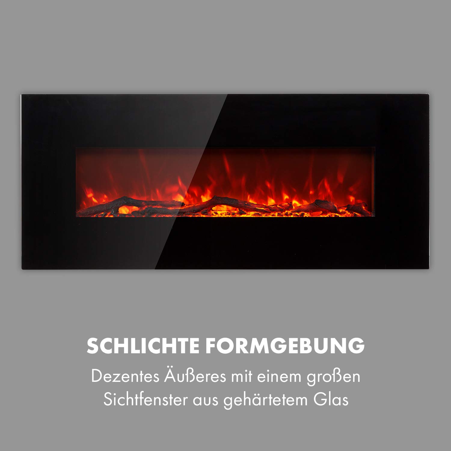 Klarstein Elektrokamin, Elektro Heizungen für Wohnzimmer & Innenräume, Elektrischer Kamin mit LED Flammen, mit Fernbedienung, Heizlüfter mit Timer, Einstellbarer Thermostat, 1600 W