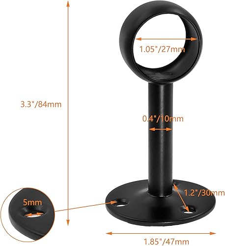Miniatura 28 de 4 soportes de barra de cortina de montaje en techo de 1 pulgada, soporte para barra de barra de armario de brida, enchufe de barra de cortina