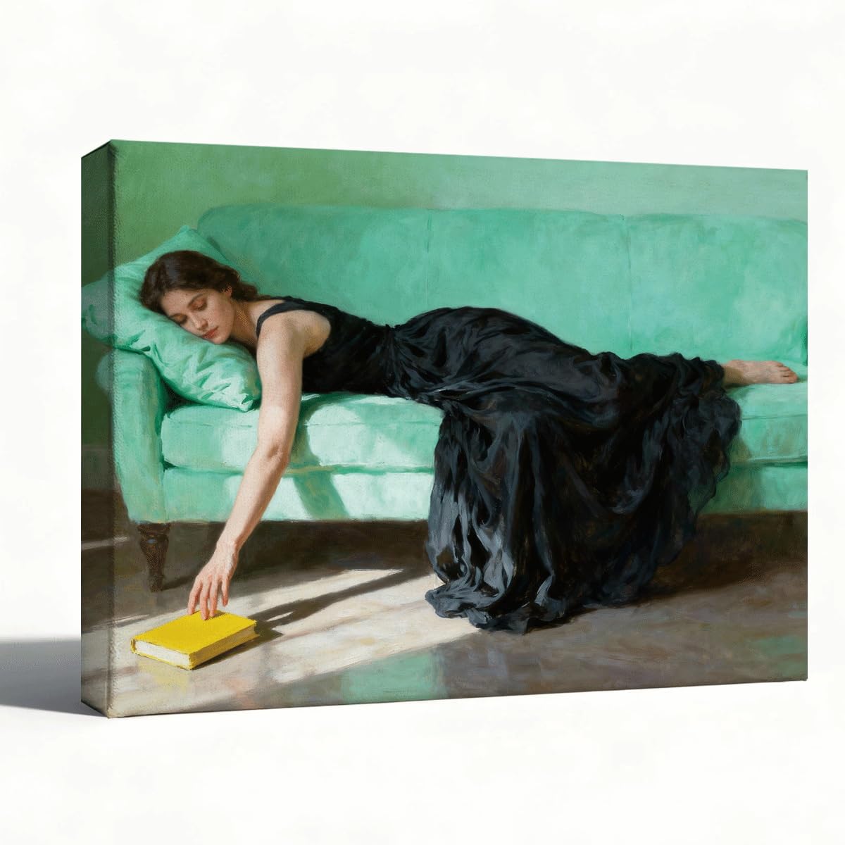 Impressionist Figure Oil Painting Wall Art Lady Reclining on Sofa Canvas Artwork Vintage Female Portrait Fine Art Print