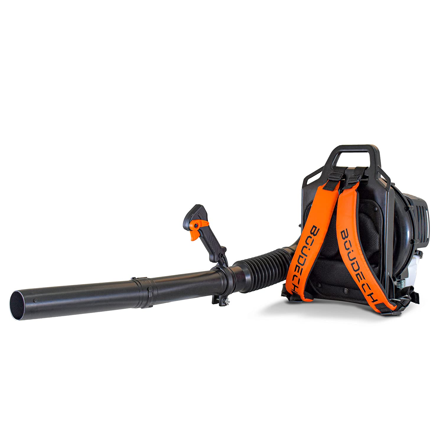 BOUDECH Soffiatore a Zaino 2 Tempi 52cc 1.5Kw Semi-Professionale con schienale ergonomico con tracolle imbottite e molle antivibranti Max-Comfort e velocità di soffiaggio foglie fino a 280Km/h
