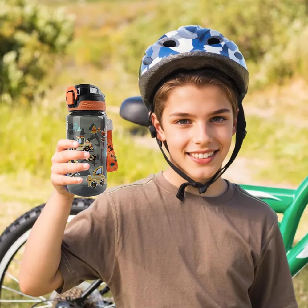 Trinkflasche Kinder, 600ml, Auslaufsicher, BPA-Frei, One-Touch-Öffnung, Leicht zu Reinigen, Wasserflasche mit Großem Fassungsvermögen, Geeignet für Schule (Schwarz) - 4