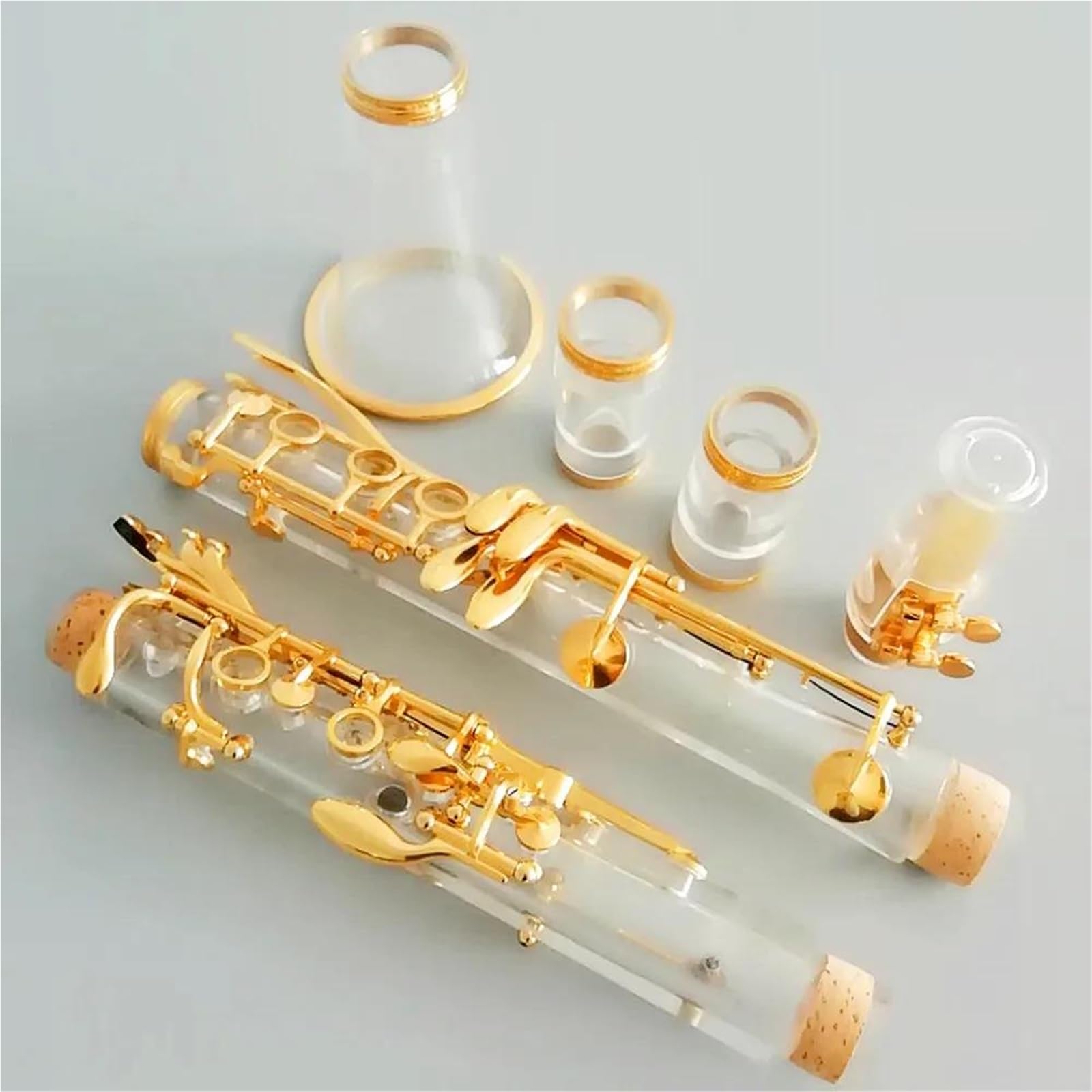 Clarinetto Clarinetto acrilico trasparente 17 tasti Sib placcato oro/strumenti a fiato per performance sul palco