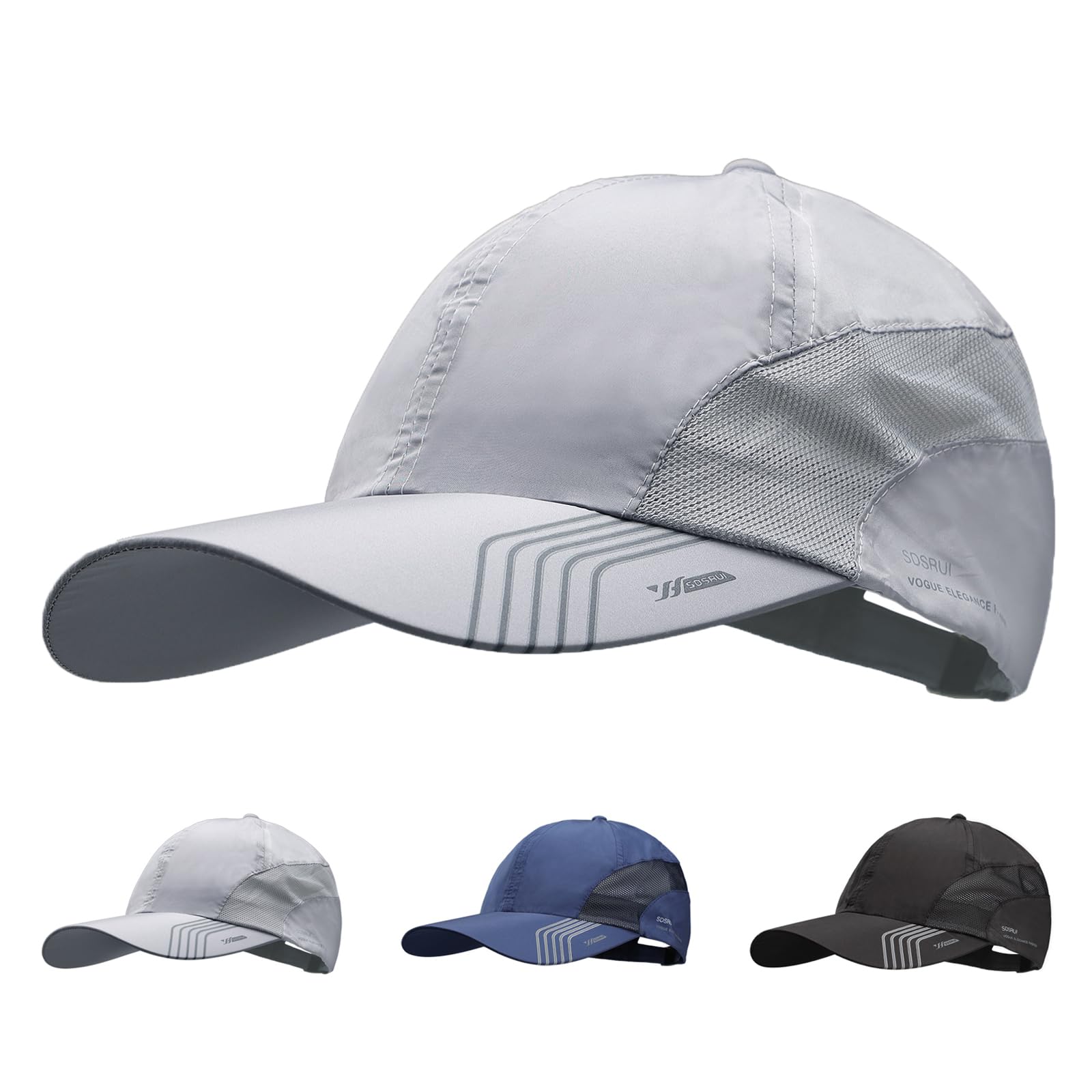 Xinchia Unisex Grey Mesh Quick Dry Baseball Cap Unstructured Breathable Summer Sun Protection Cap Outdoor Sports Hat With Adjustable Buckle Soft Brim Peaked Hat Lightweight Running Headwear For Outdoor Activities