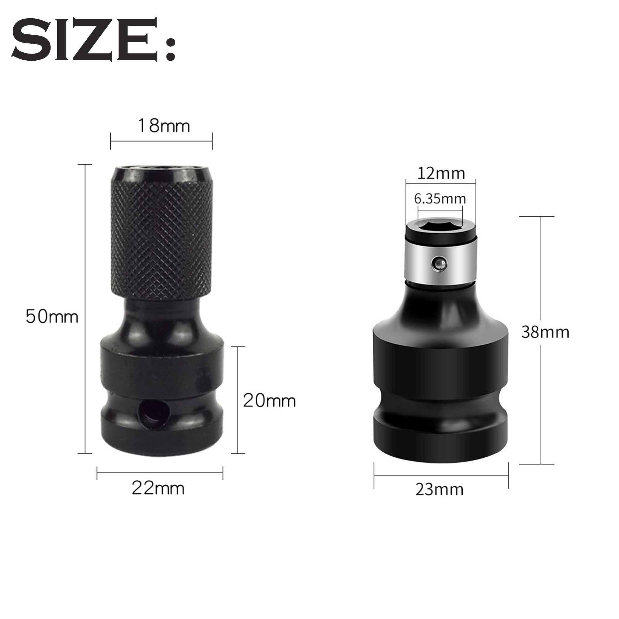 Amllaing Pack of 2 Impact Wrench Bit Adapter, 1/2 to 1/4 Inch, Bit Holder Socket Adapter, Impact Wrench Accessories - Image 2