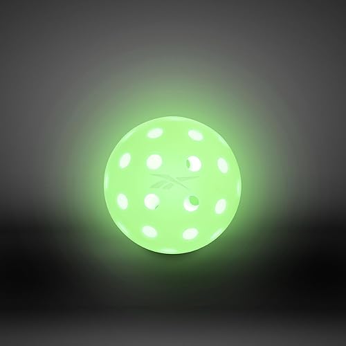Reebok - Juego de pickleball LED, de alto rebote, bolas de pickleball para exteriores con precisión, patrón de 40 agujeros, perfecto para jugar por