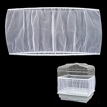 通用鸟笼种子防护网罩 - 软质鹦鹉网裙罩 (白色)