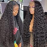 Lemoda 30Inch 12A Full 13x6 Water Wave Lace Front Virgin Human Hair Wigs 180 Density Deep Wave 13x6 HD Lace Frontal Wigs Wet and Wavy Human Hair Wig Pre Plucked With Natural Hairline