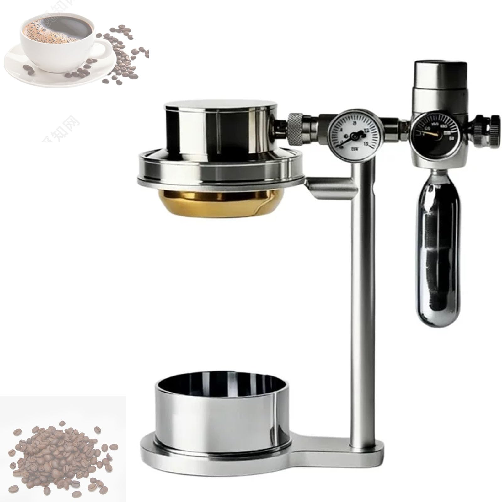 VILA SMO 58mm Pneumatic Coffee Machine, Manual Air Pressure Coffee Maker With Pressure Relief Valve And Pressure Gauge, 9 Bar Extraction,10 Carbon Dioxide Tanks For Home, Travel, Camping mini