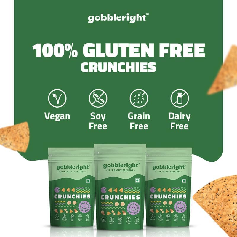 Image of GOBBLERIGHT Healthy Baked Crunchy Nachos Chips (80g - Pack of 1) | Nacho Tortilla Chips | Healthy Gluten Free Vegan Snacks | Dairy Free & Soy Free | Low Calorie Snacks for Adult & Kids