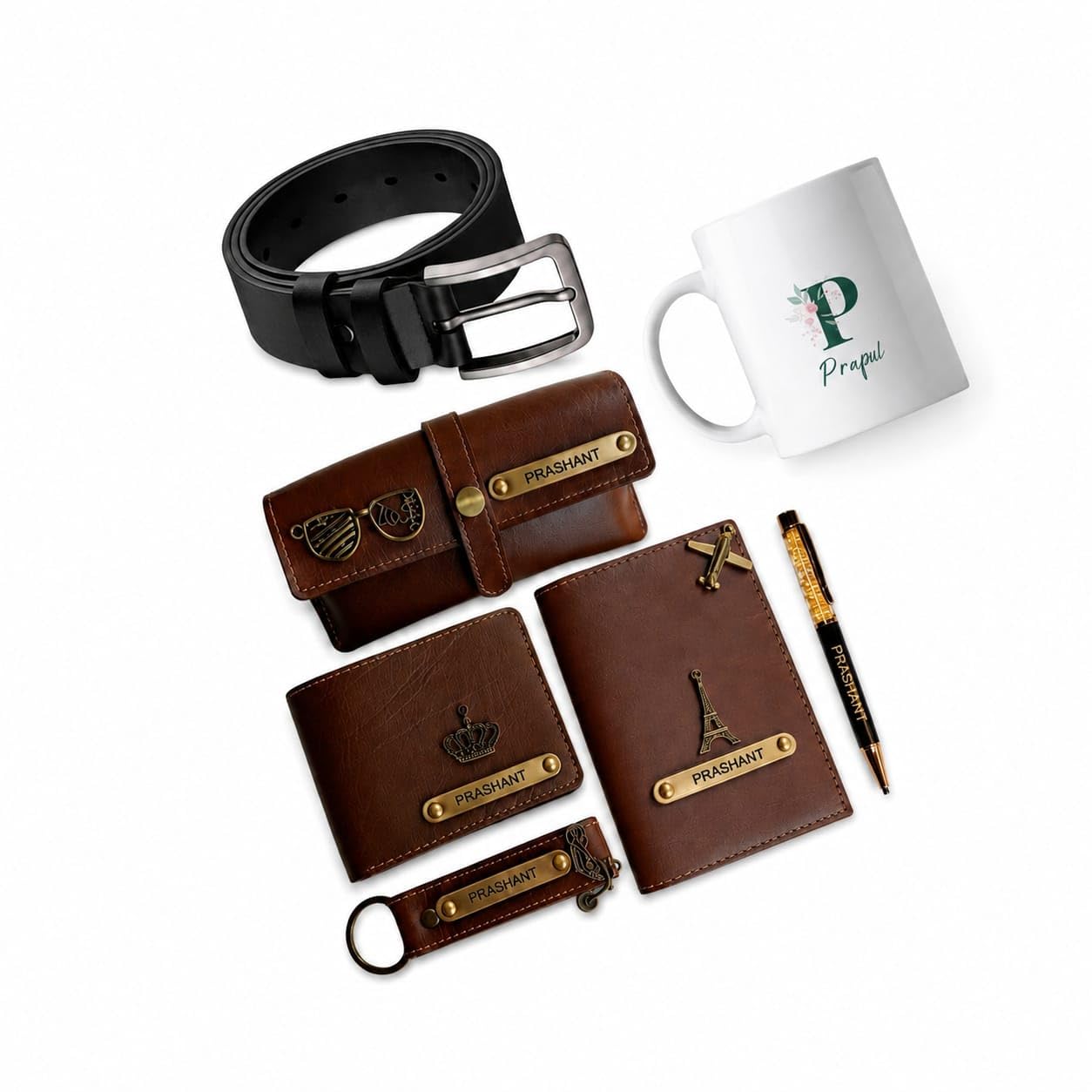 shop for u Shopforu8 in 1 Customized Gifts for Man | Men Gift Hamper | Husband, Boyfriend, Brother & Father Birthday, Anniversary and Father?s Day Personalised Wallet Combo Giftset -(Tan)-picture-18