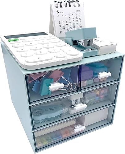 Miniatura 4 de Organizador de maquillaje, organizador de escritorio con 4 cajones, almacenamiento de artículos diversos, caja de almacenamiento de cosméticos de