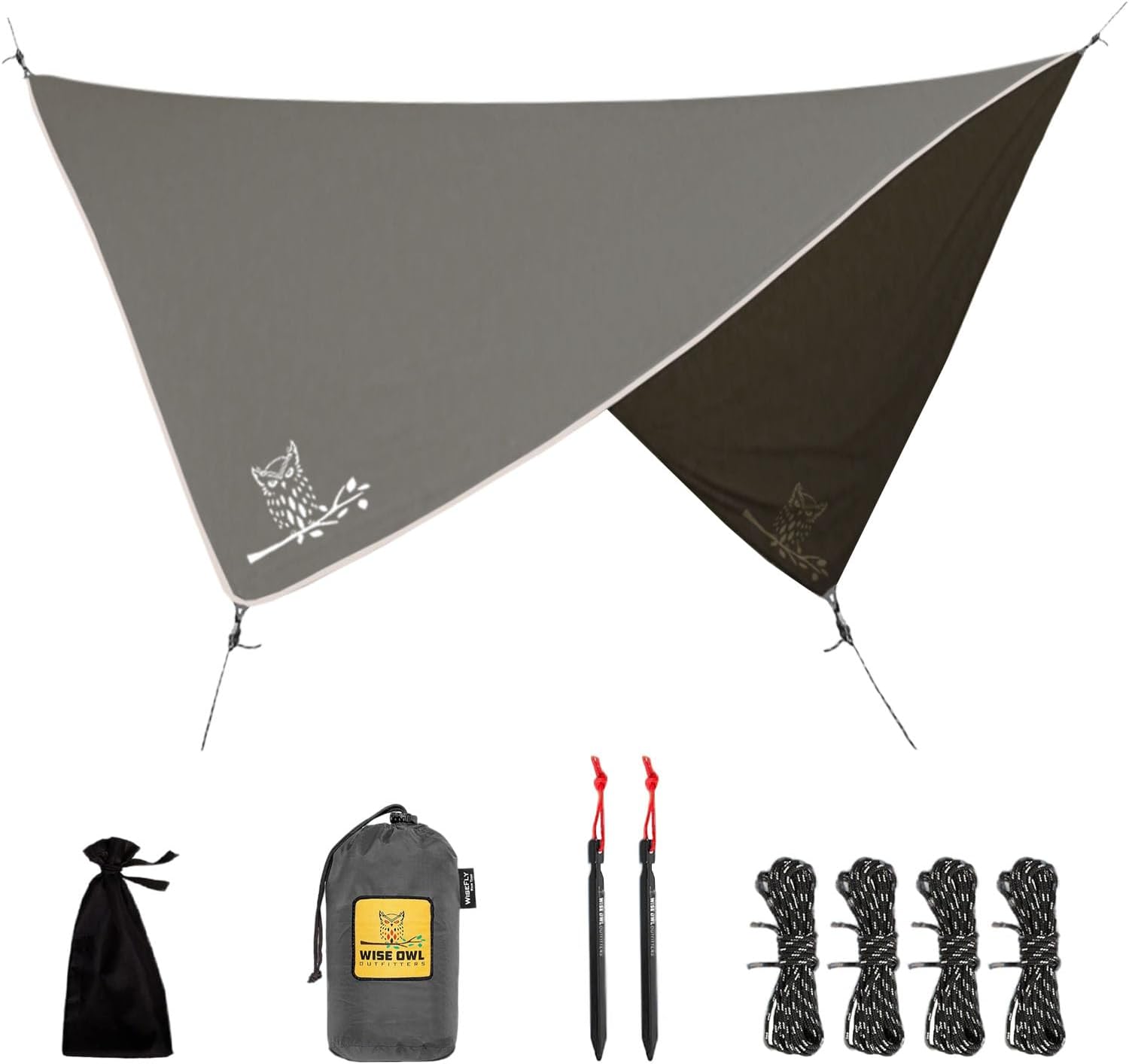 Waterproof 11×9 ft Camping Hammock Tarp with Easy Setup & Stakes