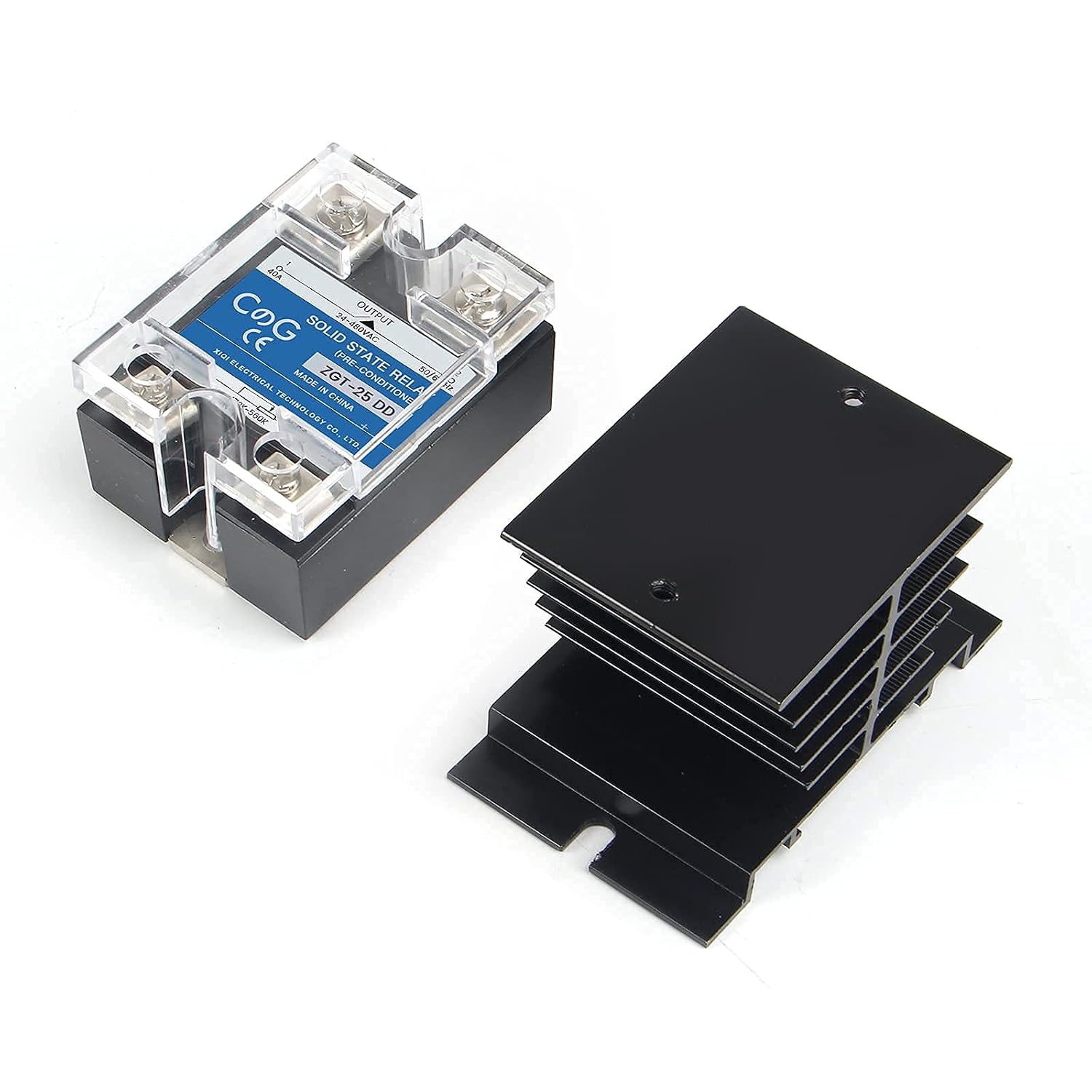 Solid State Relay SSR-40VA 500K ohm 2W to 24-480VAC 40A Single Phase Solid State Relay Resistance Voltage Regulator Authorized+Heat Sink+Potentiometer+A knob…