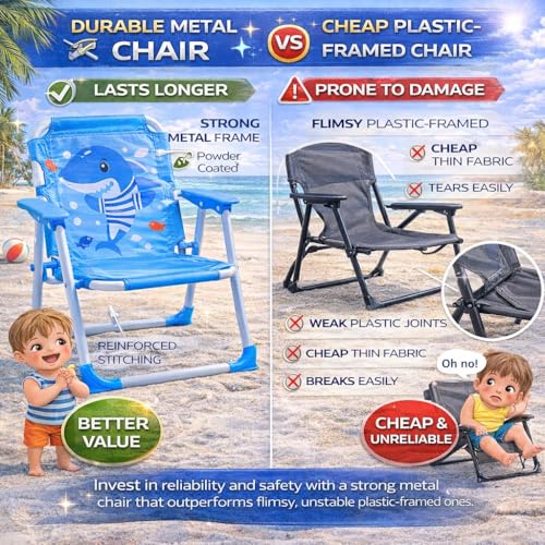 Image of ARUP Folding Kids Chairs Practical Portable for Garden, Outside Trips, Beach, Fishing, Hiking, Camping, Furniture Lawn, Pool, Travel & Outdoor Chair