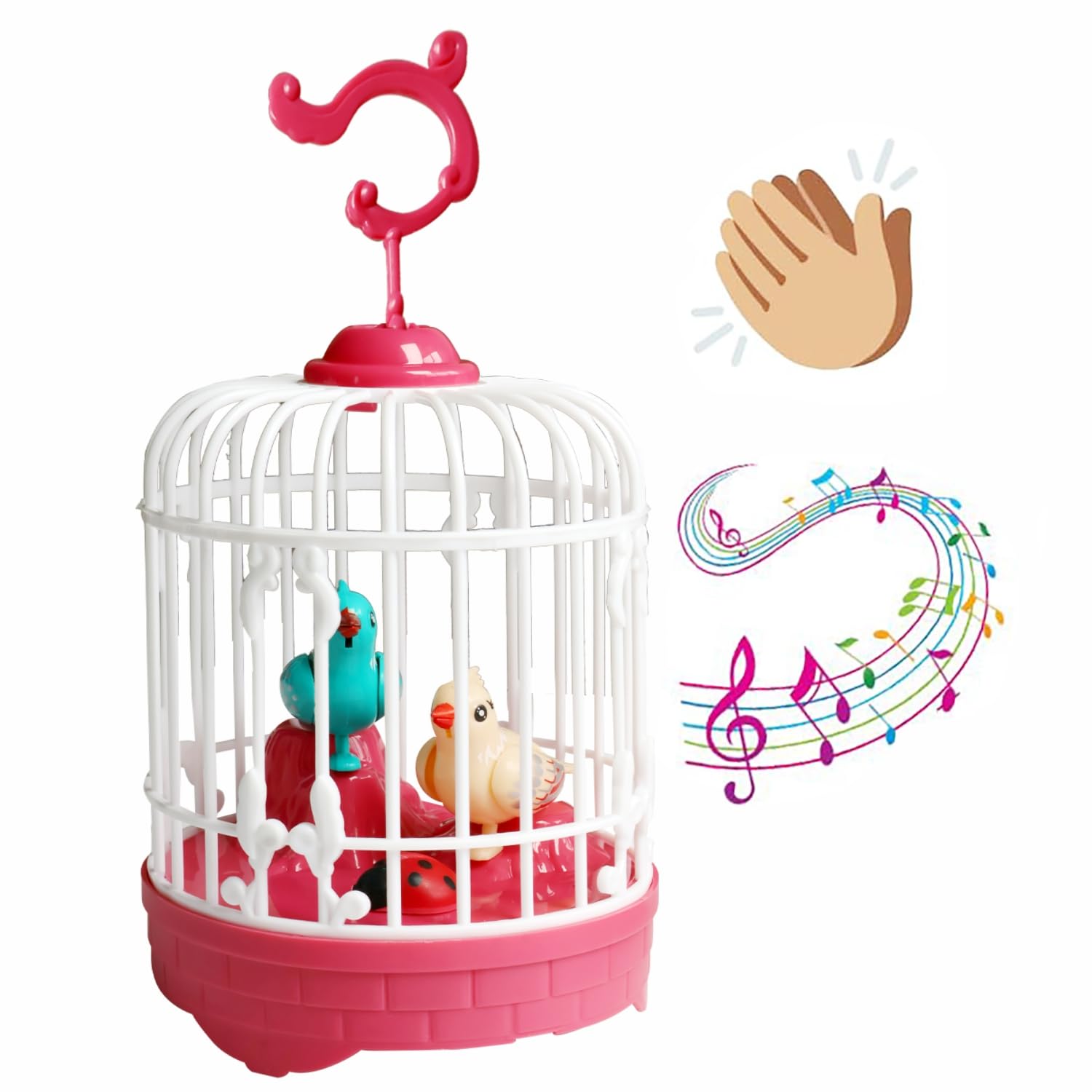 AIBEX Interactive Talking Bird Toy for Kids | Repeats What You Say | Singing, Chirping, and Moving Bird in Cage | Educational & Fun Gift for Children - Pink-image-20