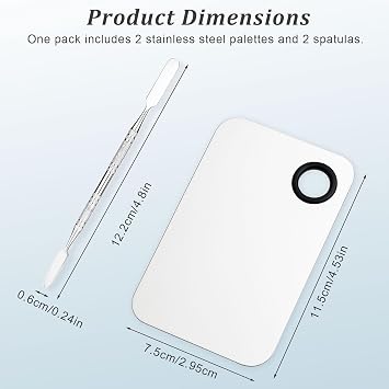 Stainless Steel Makeup Mixing Palette with Spatula Upgraded Metal Tray for Foundation, Eyeshadow, Lipstick & Nail Art, Durable & Easy to Clean