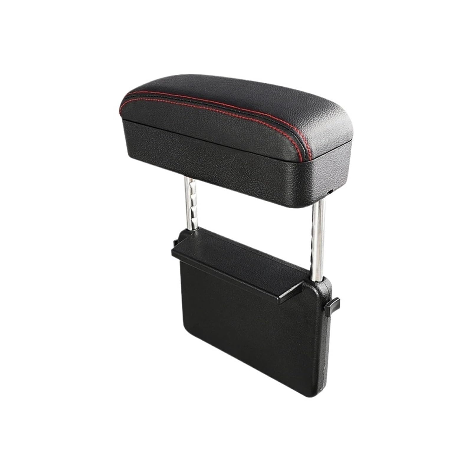 AWEUDNHI Car Armrest Box Car Armrest Box Seat Seam Storage PU Leather Elbow Support Pad Adjustable Height Universal Organizer Console Armrest(Black red)