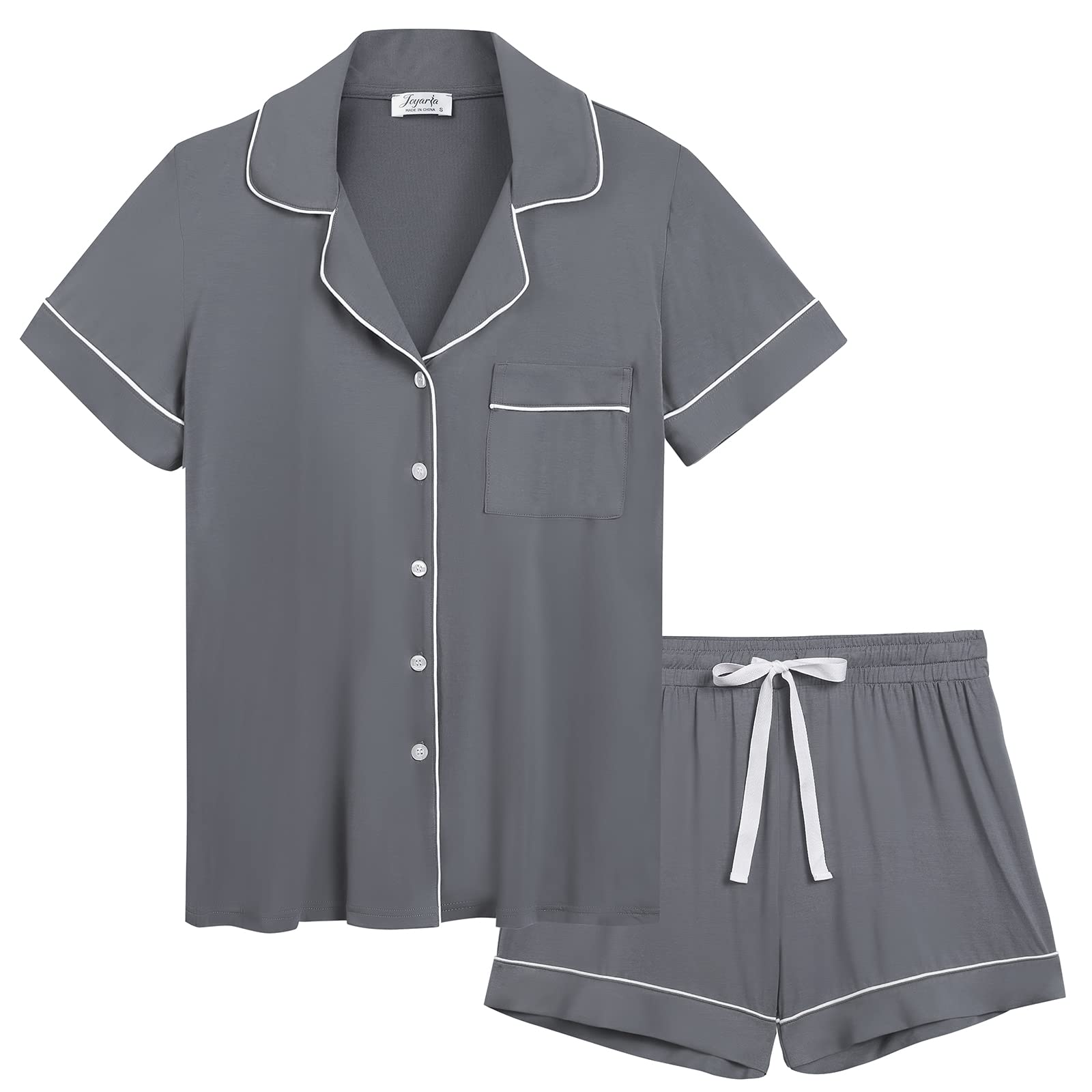 Womens Comfy Bamboo Rayon Pajama/Pj Sleepwear Loungewear Jammies Shorts Set(Gray,XL)