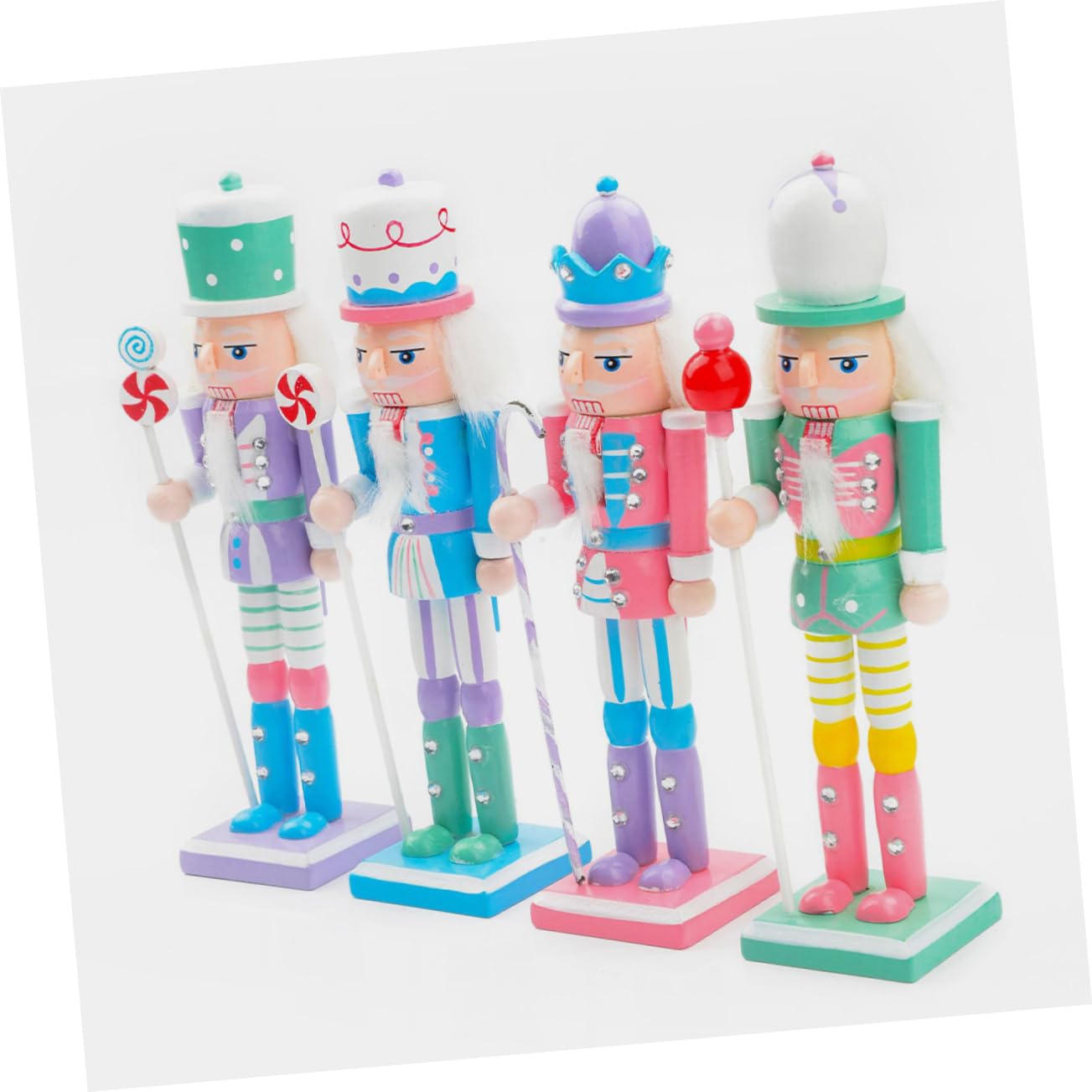4 Sztuki Figurki Dziadka Do Orzechów Bożonarodzeniowych 18 Cm Drewniane Ozdoby Świąteczne Na Imprezę W Domu I Biurze
