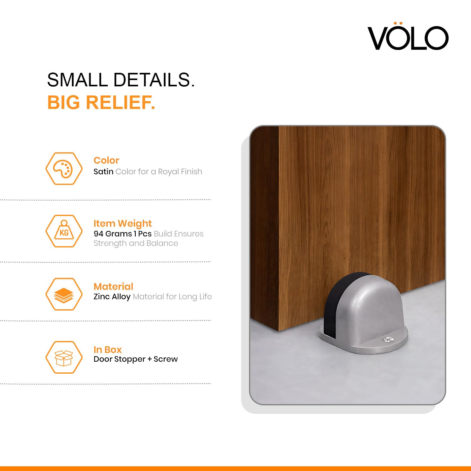 Volo Premium Floor Door Stopper with Screws, Door Stopper to Stop Door for Home and Office (SS 1.5" Floor Stopper) 3