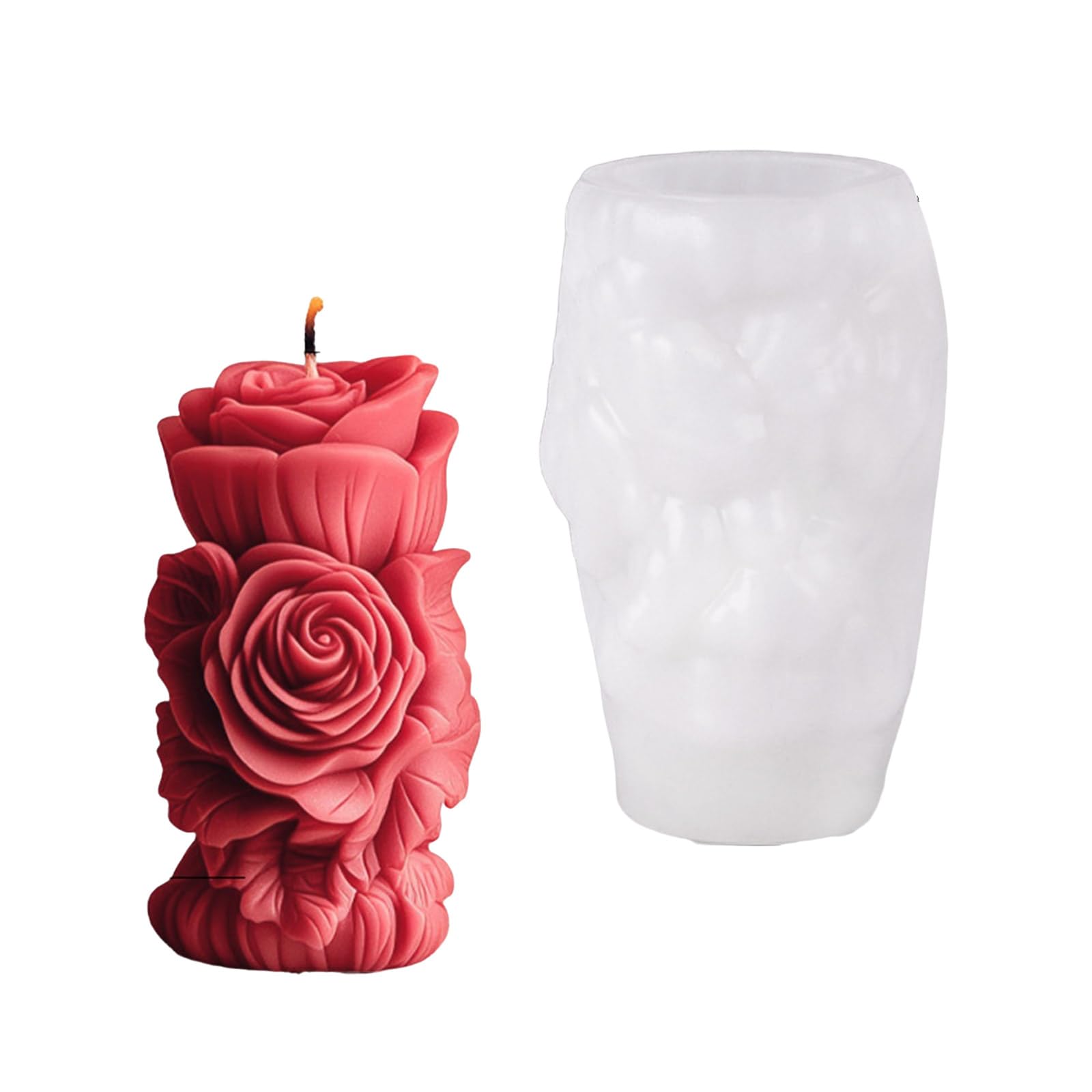 Beimus Embossed Rose Flower Cylinder Silicone Molds for Epoxy Resin Soap Making Gypsum Decoration Crafting Tool