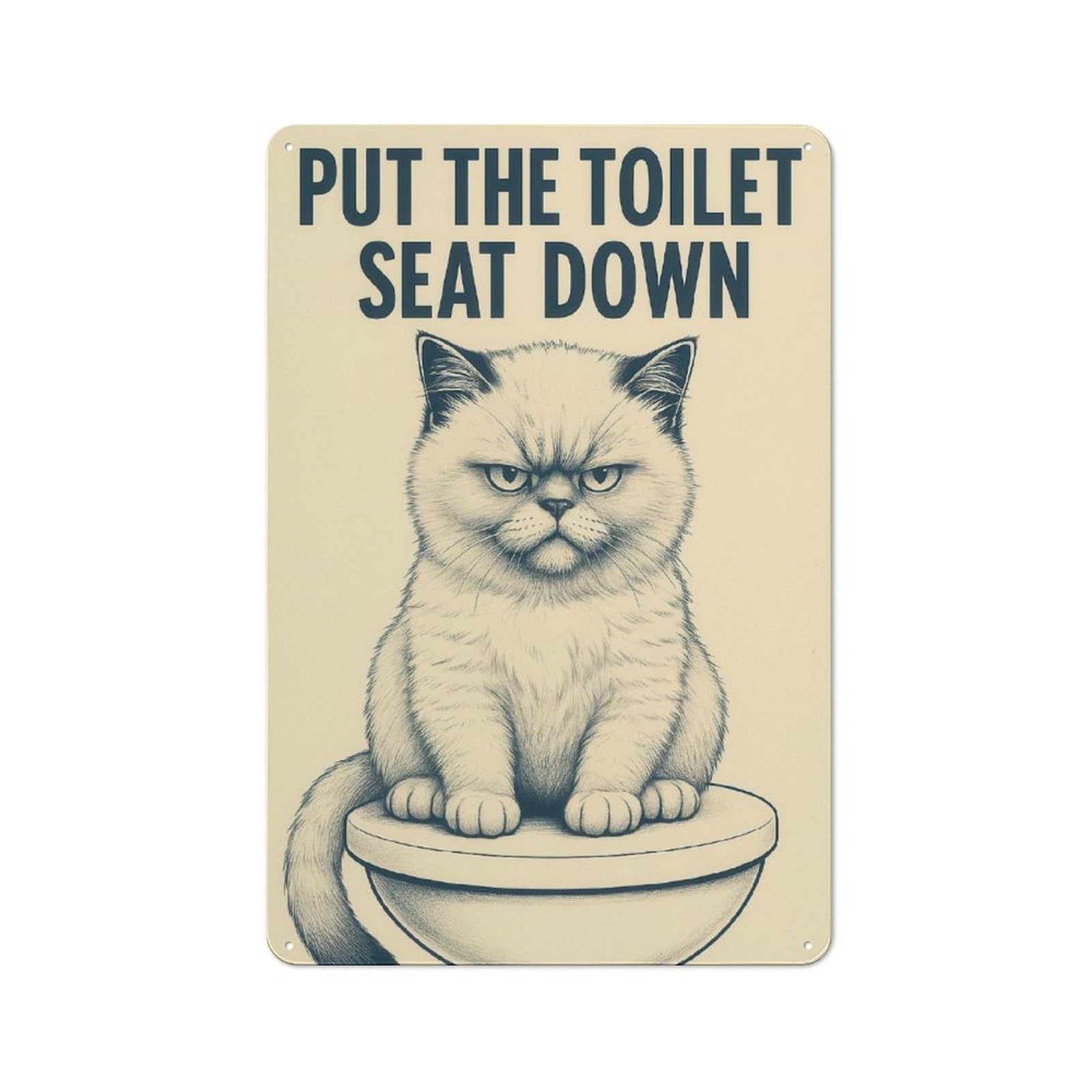 Junmoney Style-16 Tin Wall Plaque 30X20cm With Put The Toilet Seat Down For Hallway Wall, Suited To Wall Displays In Hallways And Entrance Areas