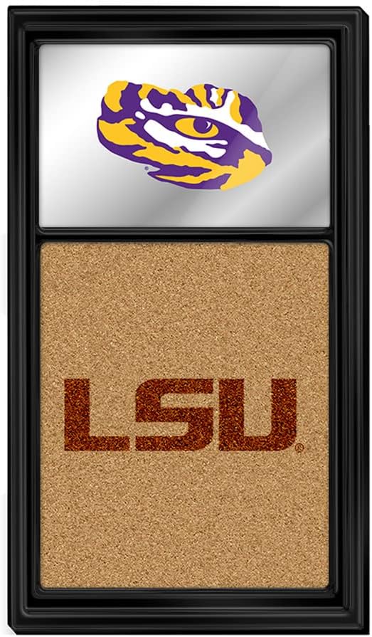 The Fan Brand NCAA LSU Tigers - Tiger Eye Dual Logo - Mirrored Cork Note Board - Sports Team Bar Sign Décor: Home, Dorm, Garage, Office, Fan Cave